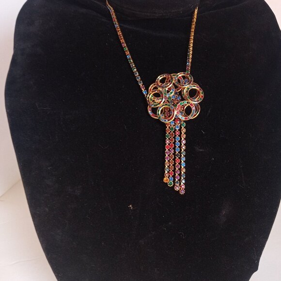Amazing Find!! Gorgeous Vintage Rhinestone and Gold Tone Necklace - Picture 1 of 5